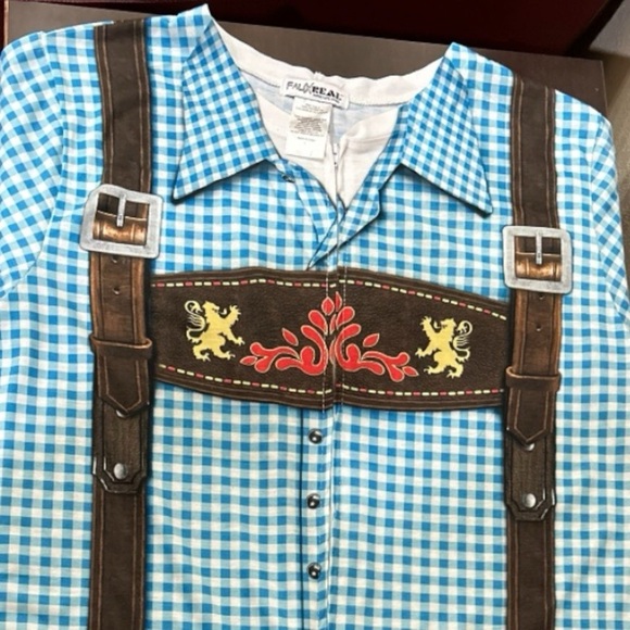 Oktoberfest Lederhosen Romper by Faux Real Shirts — Size L — NWOT - Picture 7 of 9